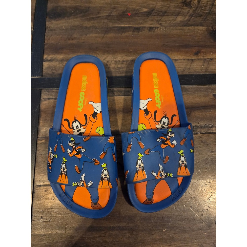 Melissa x Disney Goofy Slide Sandals Blue Orange Kids US 7